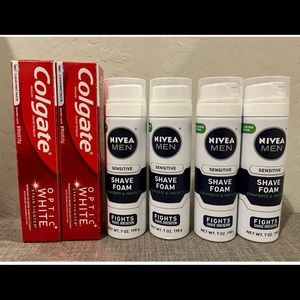 Colgate toothpaste and Nivea Shaving foam